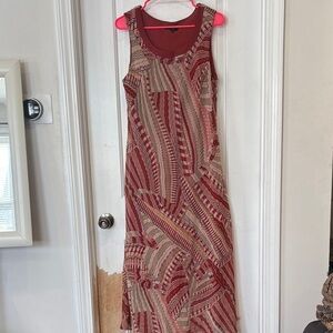 SI Collection Striped Red and Beige Maxi Dress